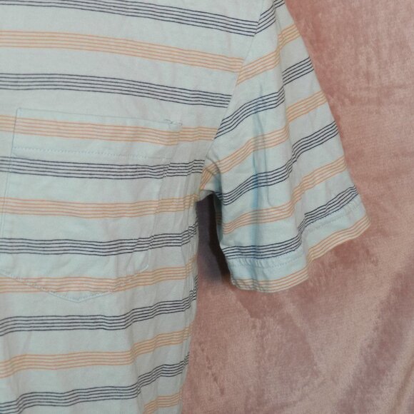 American Eagle Outfitters Mens Blue Striped Short Sleeve Collard Polo Size Small - Picture 3 of 9